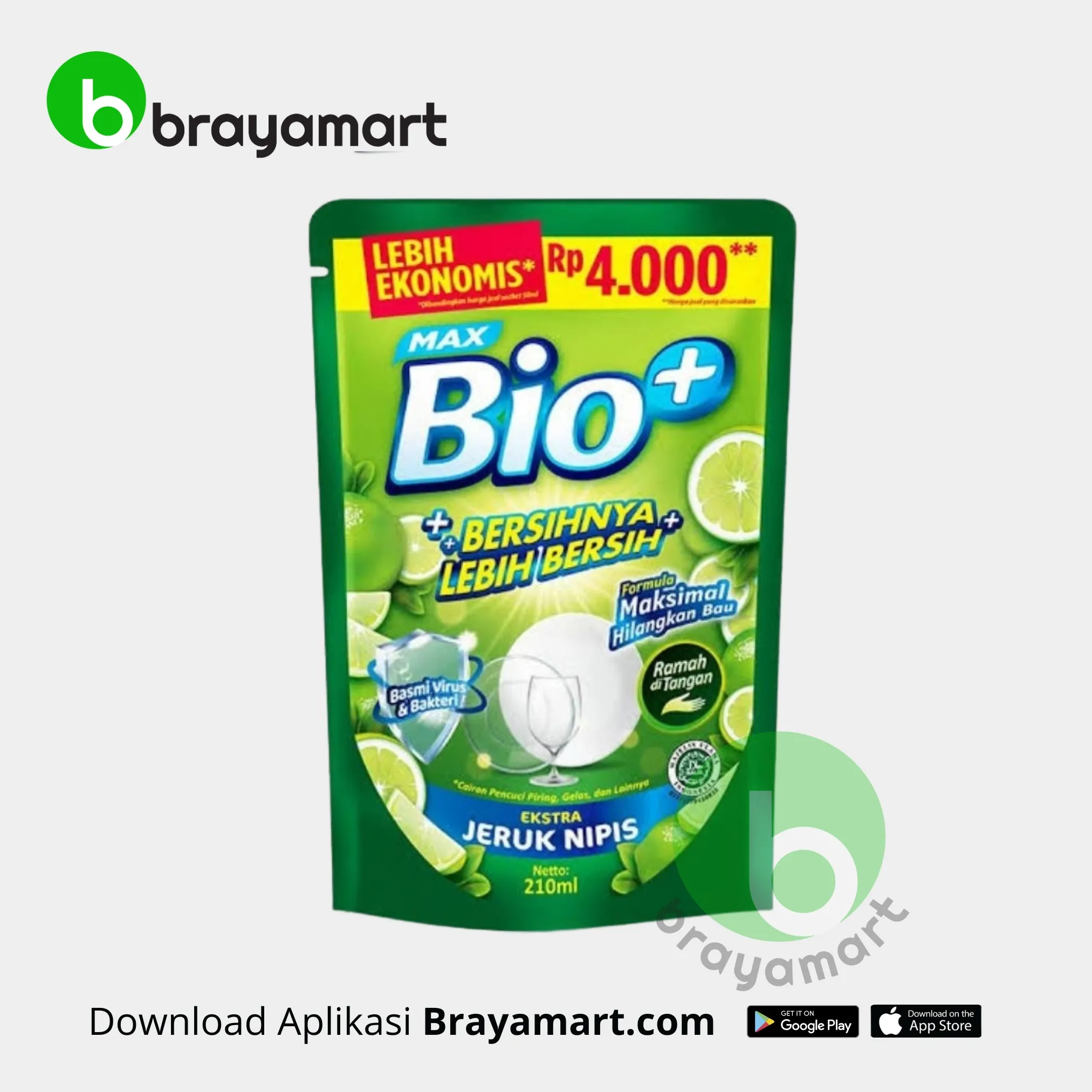 'Bio+ Dishwash Jeruk Nipis 210 ml'