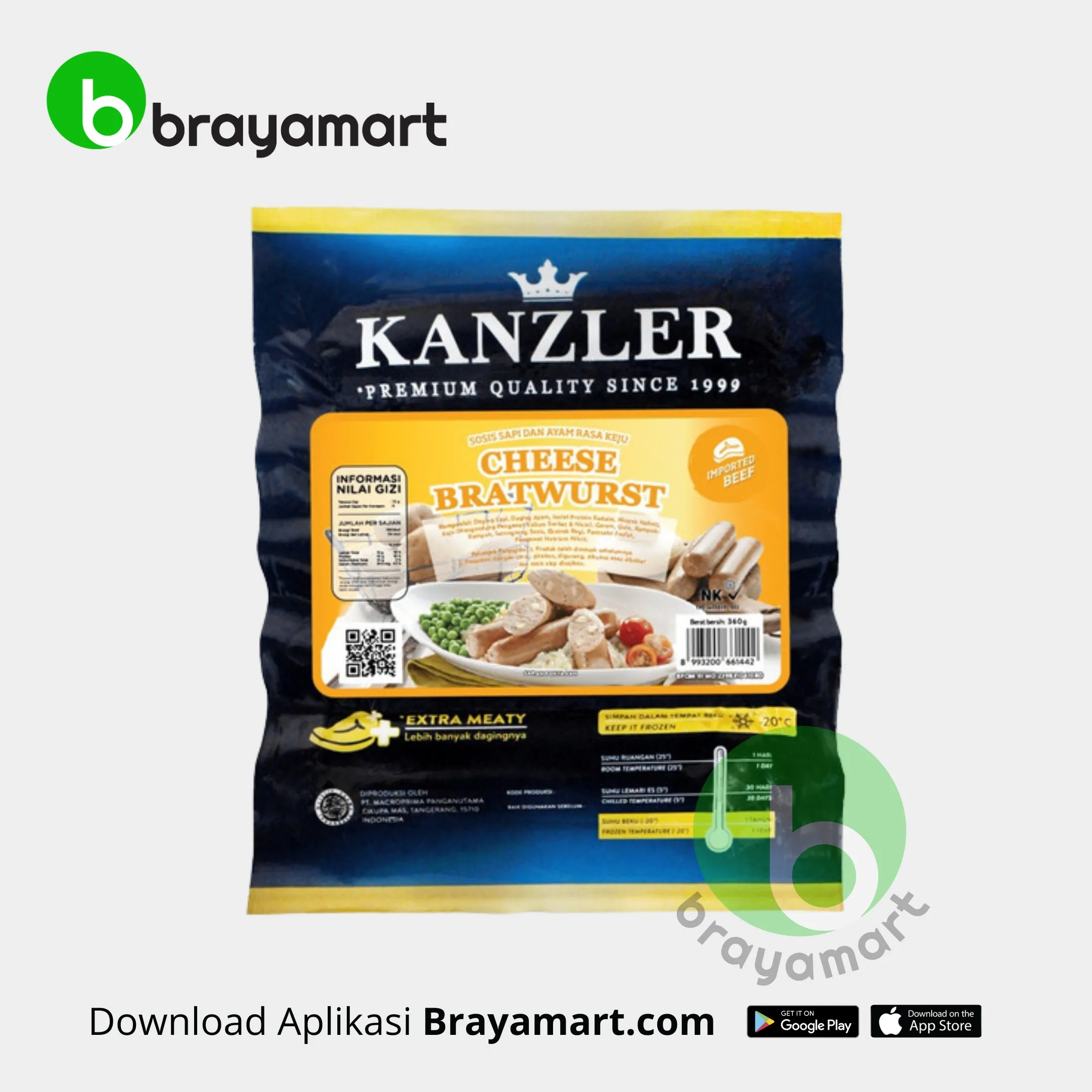 KANZLER CHEESE BRATWURST 360GR