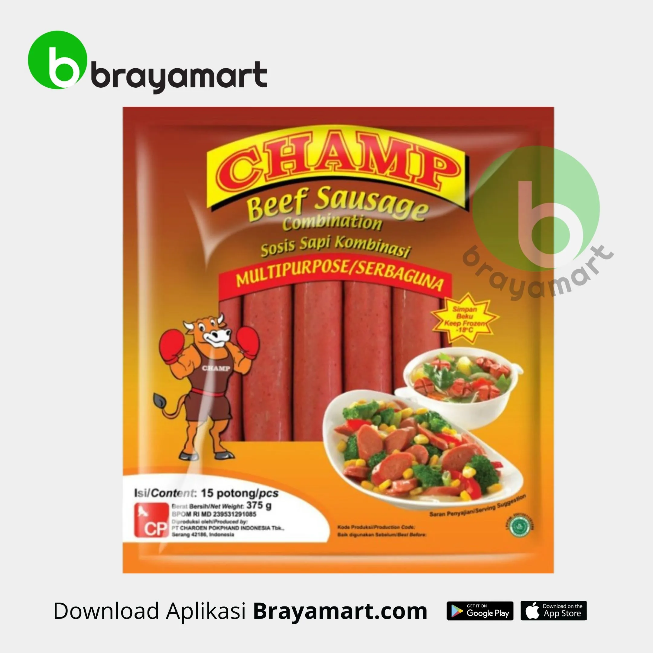 'CHAMP BEEF SAUSAGE 15SLICE 375GR'